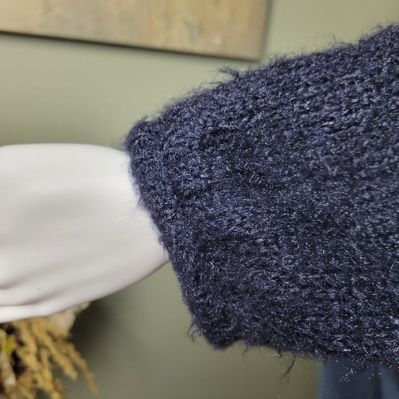 Fuzzy Balloon Sleeve Knit Sweater - Picture 7 of 11